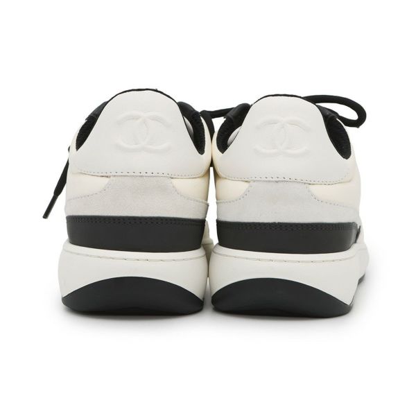 シャネル スニーカー ココマーク レザー スエード レディースサイズ38 G45212 CHANEL 靴 白 黒