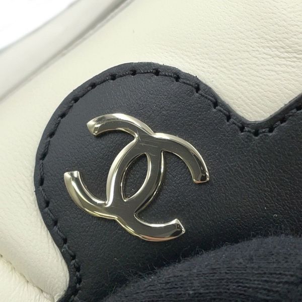 シャネル スニーカー ココマーク レザー スエード レディースサイズ38 G45212 CHANEL 靴 白 黒