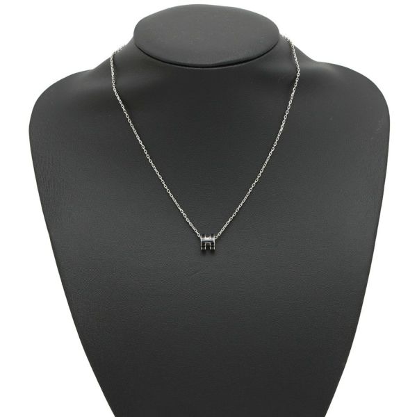 エルメス ネックレス ミニ・ポップアッシュ ブラック/シルバー金具 HERMES アクセサリー 黒