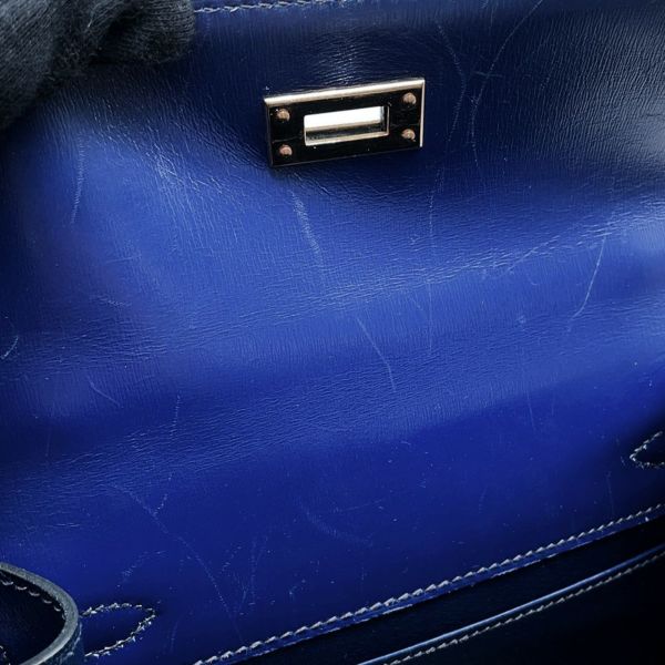 エルメス ショルダーバッグ ミニケリー ブルーサフィール/ゴールド金具 ボックスカーフ 〇O刻印