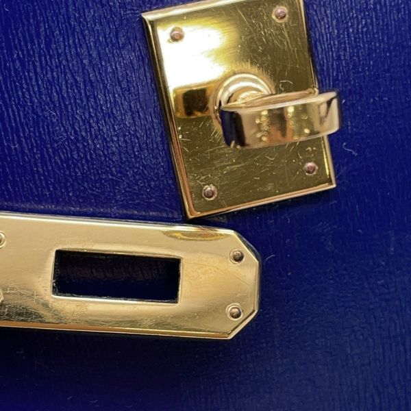 エルメス ショルダーバッグ ミニケリー ブルーサフィール/ゴールド金具 ボックスカーフ 〇O刻印