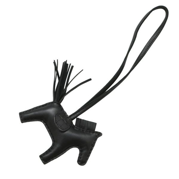 エルメス バッグチャーム ロデオ PM タッチ ブラック ラムスキン/アリゲータマット Z刻印 黒