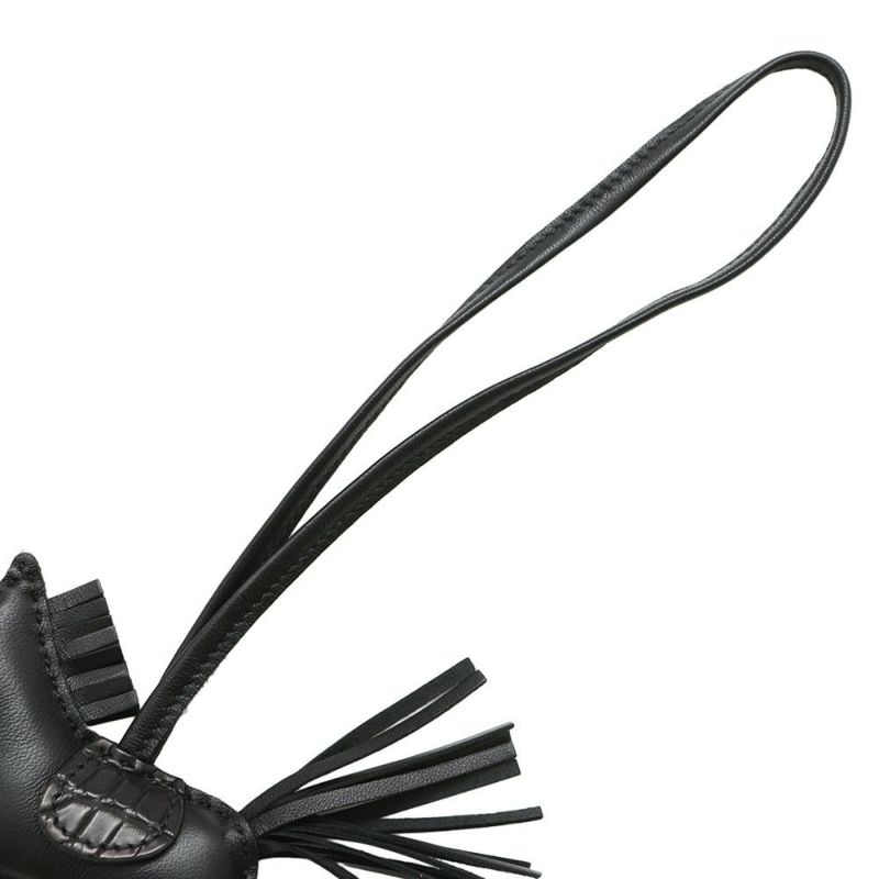 エルメス バッグチャーム ロデオ PM タッチ ブラック ラムスキン/アリゲータマット Z刻印 黒