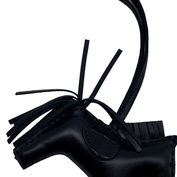 エルメス バッグチャーム ロデオ PM タッチ ブラック ラムスキン/アリゲータマット Z刻印 黒