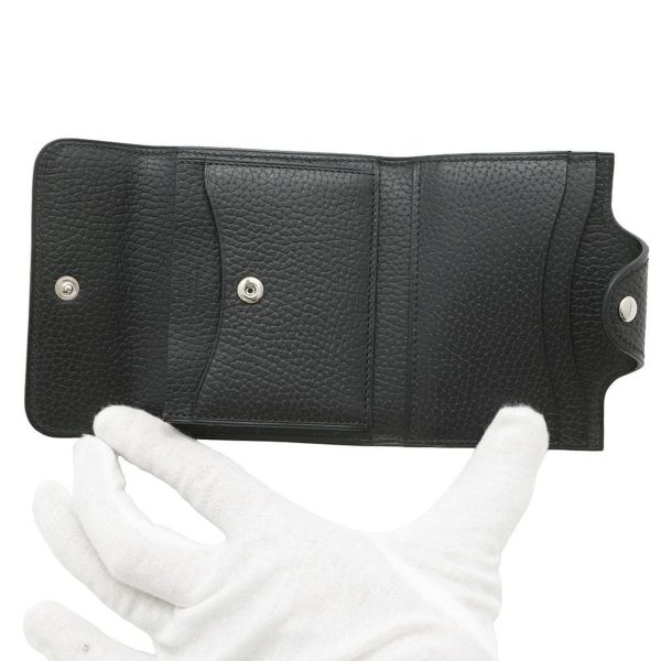 エルメス コインケース イリアード コンパクト ブラック/シルバー金具 ヴァッシュ・ギャロップ・ドゥ・エルメス B刻印 黒