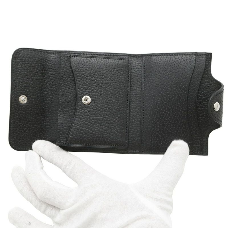 エルメス コインケース イリアード コンパクト ブラック/シルバー金具 ヴァッシュ・ギャロップ・ドゥ・エルメス B刻印 黒