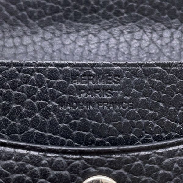 エルメス コインケース イリアード コンパクト ブラック/シルバー金具 ヴァッシュ・ギャロップ・ドゥ・エルメス B刻印 黒