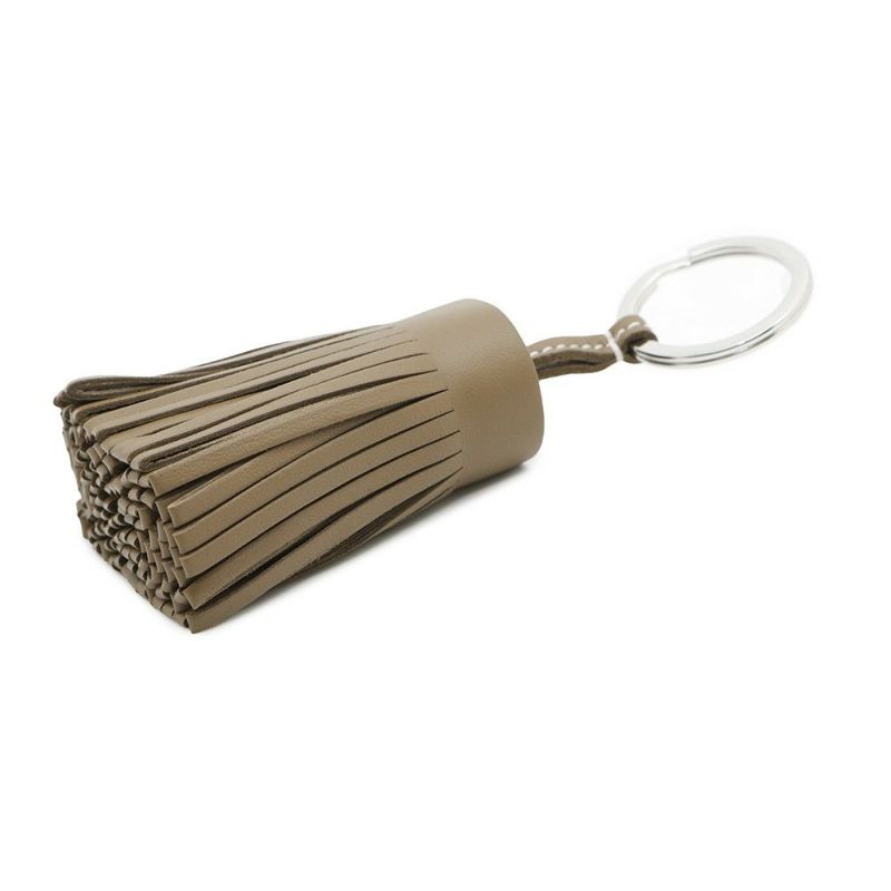 エルメス キーホルダー カルメン エトゥープ/シルバー金具 ラムスキン W刻印