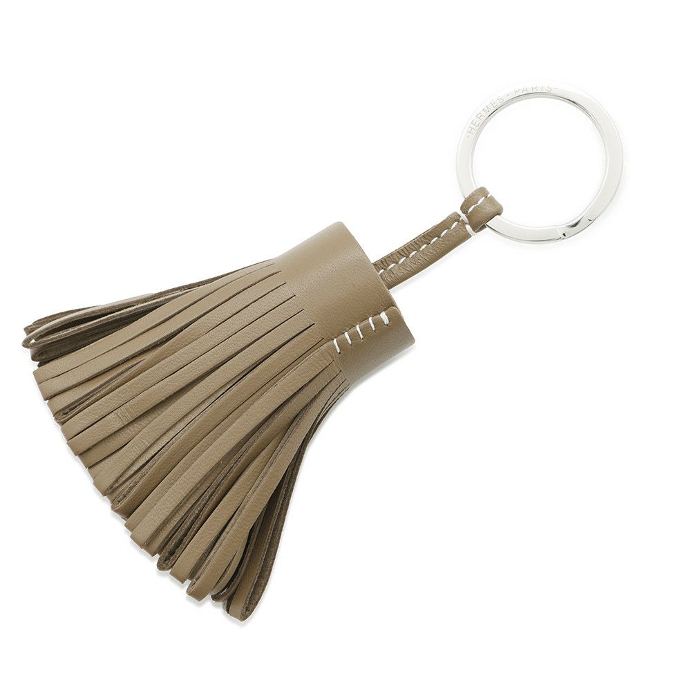 エルメス キーホルダー カルメン エトゥープ/シルバー金具 ラムスキン W刻印