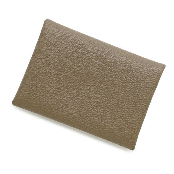 エルメス カードケース カルヴィ デュオ エトゥープ シェブルミゾル W刻印 HERMES 名刺入れ シェーブル