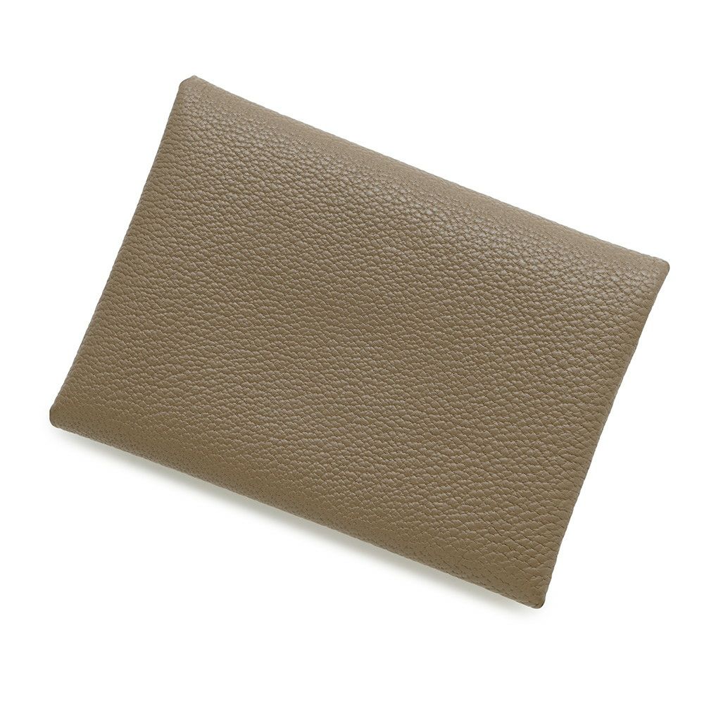 エルメス カードケース カルヴィ デュオ エトゥープ シェブルミゾル W刻印 HERMES 名刺入れ シェーブル