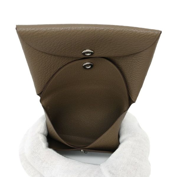 エルメス カードケース カルヴィ デュオ エトゥープ シェブルミゾル W刻印 HERMES 名刺入れ シェーブル