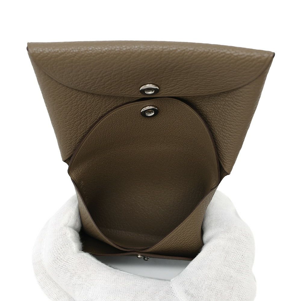 エルメス カードケース カルヴィ デュオ エトゥープ シェブルミゾル W刻印 HERMES 名刺入れ シェーブル