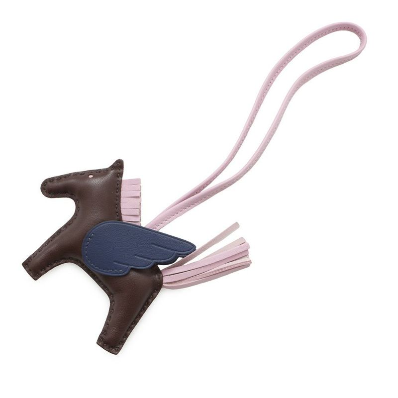 エルメス バッグチャーム ロデオPM ペガサス ルージュセリエ/モーヴシルベストル/ブルーサフィール ラムスキン U刻印