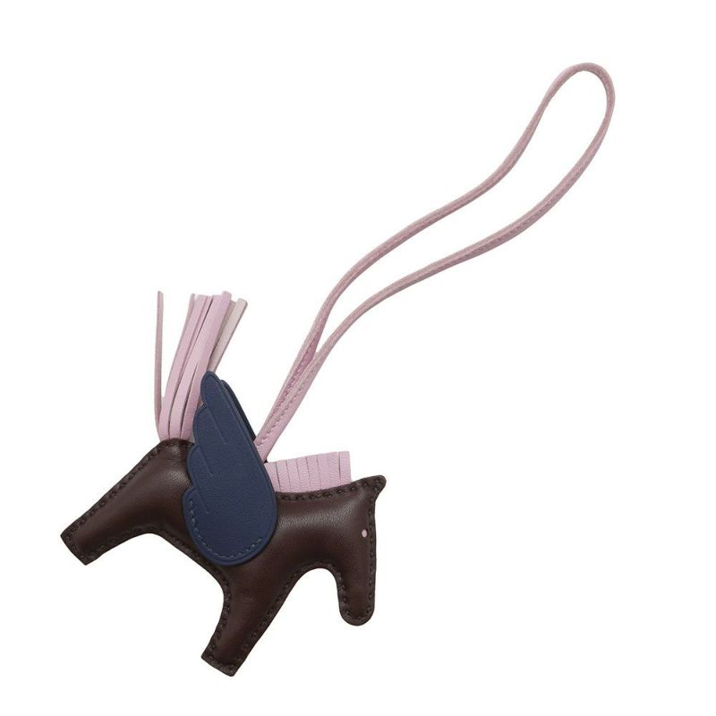 エルメス バッグチャーム ロデオPM ペガサス ルージュセリエ/モーヴシルベストル/ブルーサフィール ラムスキン U刻印