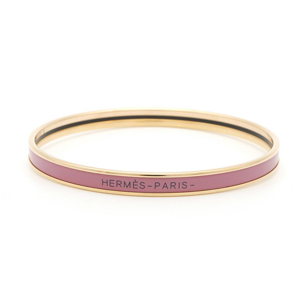 エルメス バングル エナメルブレスレット ユニ ローズポーテ/ゴールド金具 HERMES アクセサリー