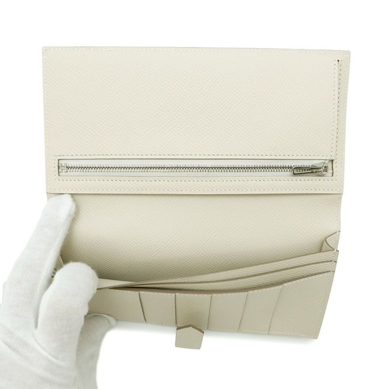エルメス 長財布 ベアンスフレ マチ有り クレ/シルバー金具 エプソン W刻印 HERMES 財布