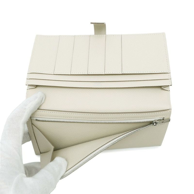 エルメス 長財布 ベアンスフレ マチ有り クレ/シルバー金具 エプソン W刻印 HERMES 財布