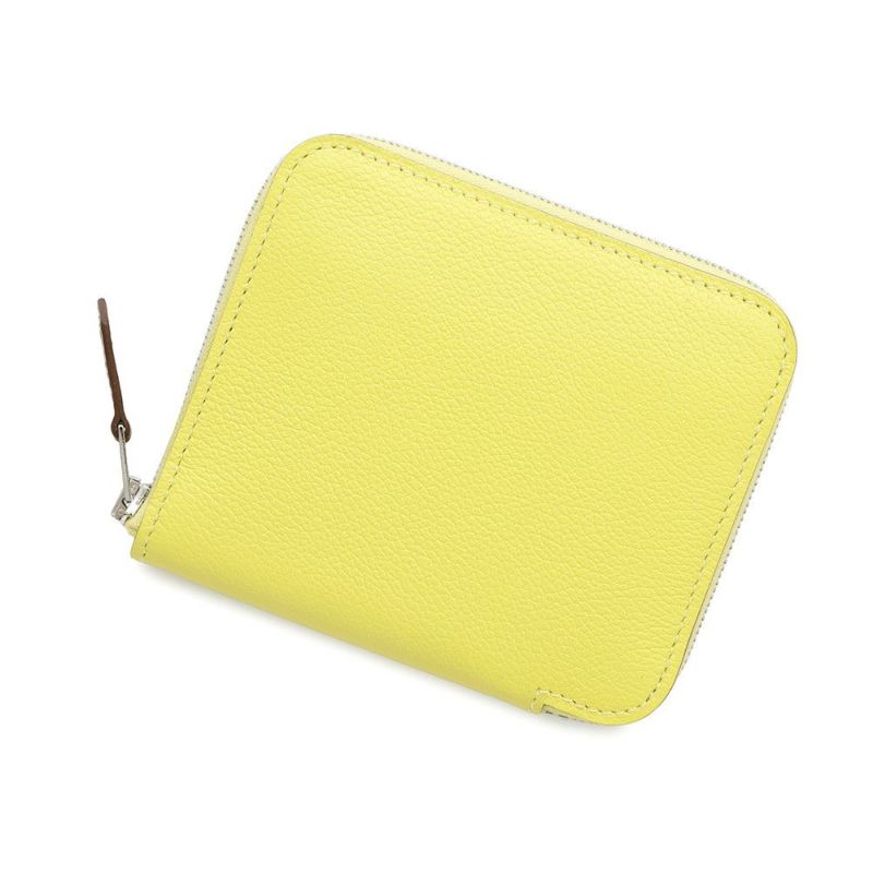 エルメス コインケース アザップコンパクト シルクイン ライム/シルバー金具 エバーカラー B刻印財布