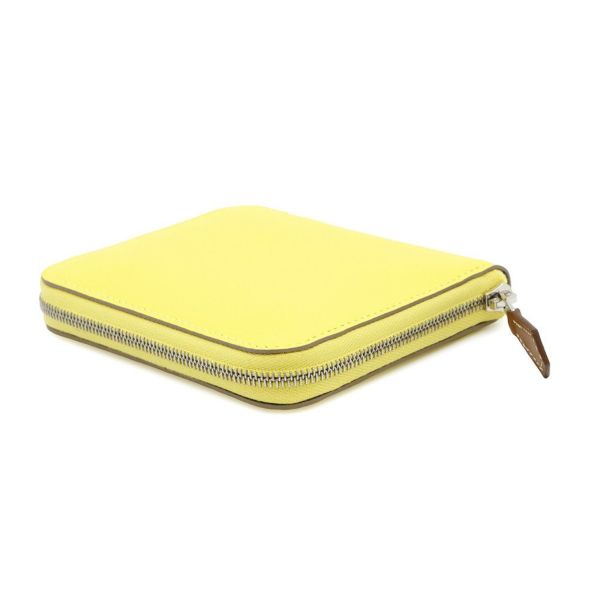 エルメス コインケース アザップコンパクト シルクイン ライム/シルバー金具 エバーカラー B刻印財布