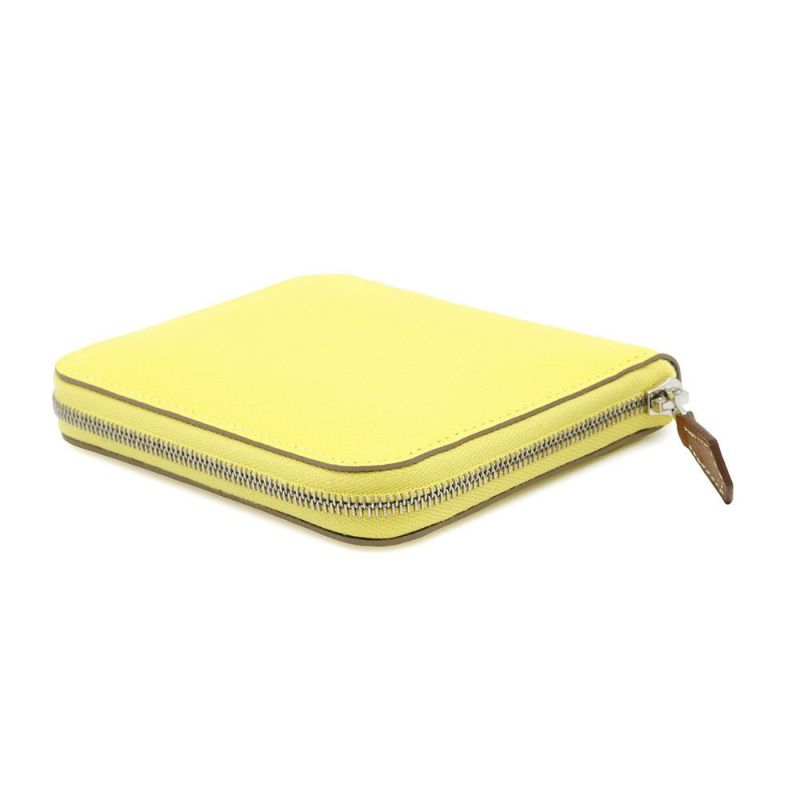 エルメス コインケース アザップコンパクト シルクイン ライム/シルバー金具 エバーカラー B刻印財布