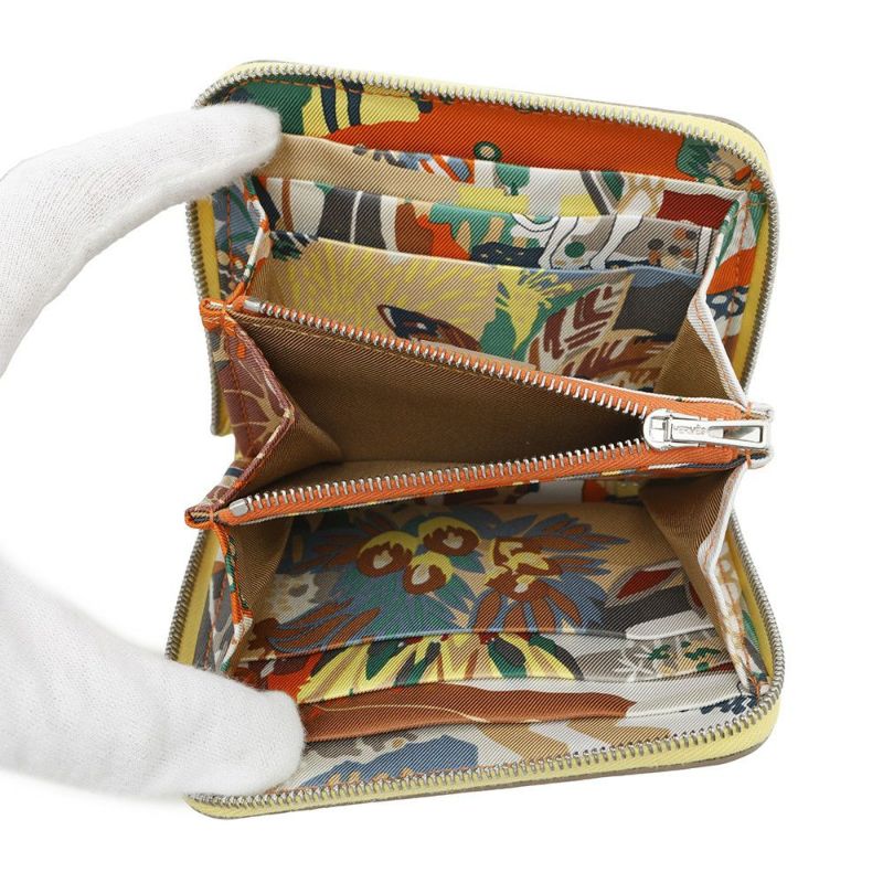 エルメス コインケース アザップコンパクト シルクイン ライム/シルバー金具 エバーカラー B刻印財布