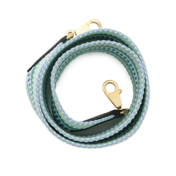 エルメス ショルダーストラップ バンドリエール サングル カヴァル ブルー/グリーン/ゴールド金具 スイフト/キャンバス B刻印