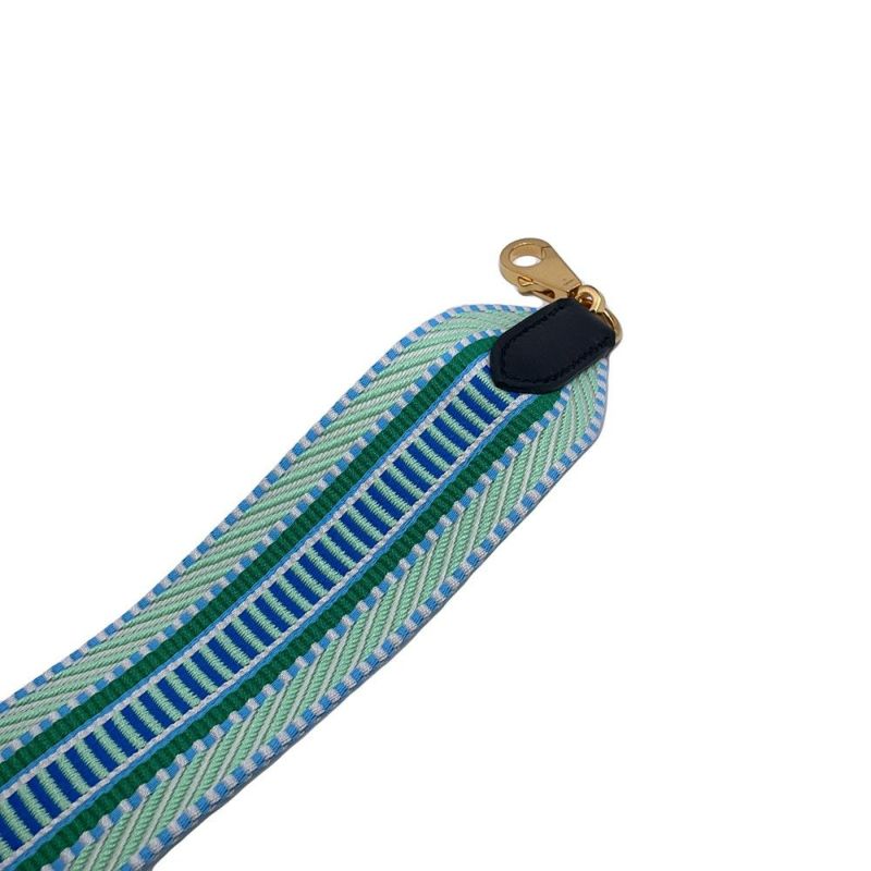 エルメス ショルダーストラップ バンドリエール サングル カヴァル ブルー/グリーン/ゴールド金具 スイフト/キャンバス B刻印