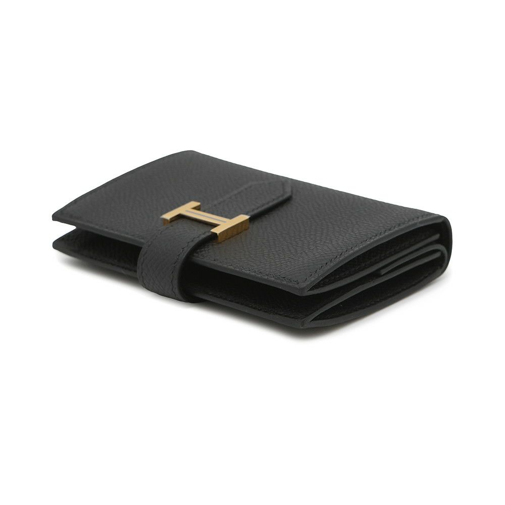 エルメス カードケース ベアン ミニ 小銭入れ付き ブラック/ゴールド金具 エプソン K刻印 HERMES 名刺入れ コインケース 黒
