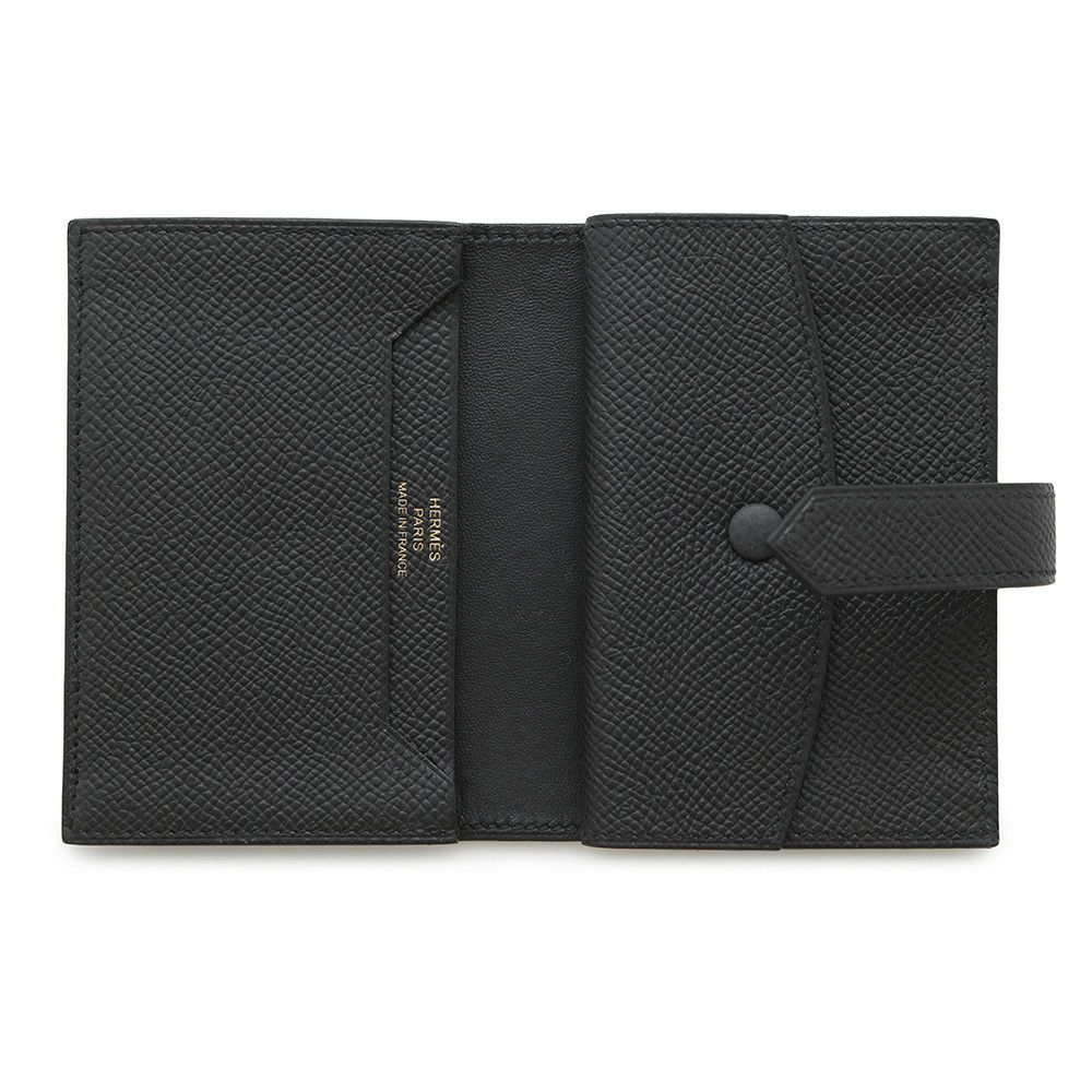 エルメス カードケース ベアン ミニ 小銭入れ付き ブラック/ゴールド金具 エプソン K刻印 HERMES 名刺入れ コインケース 黒