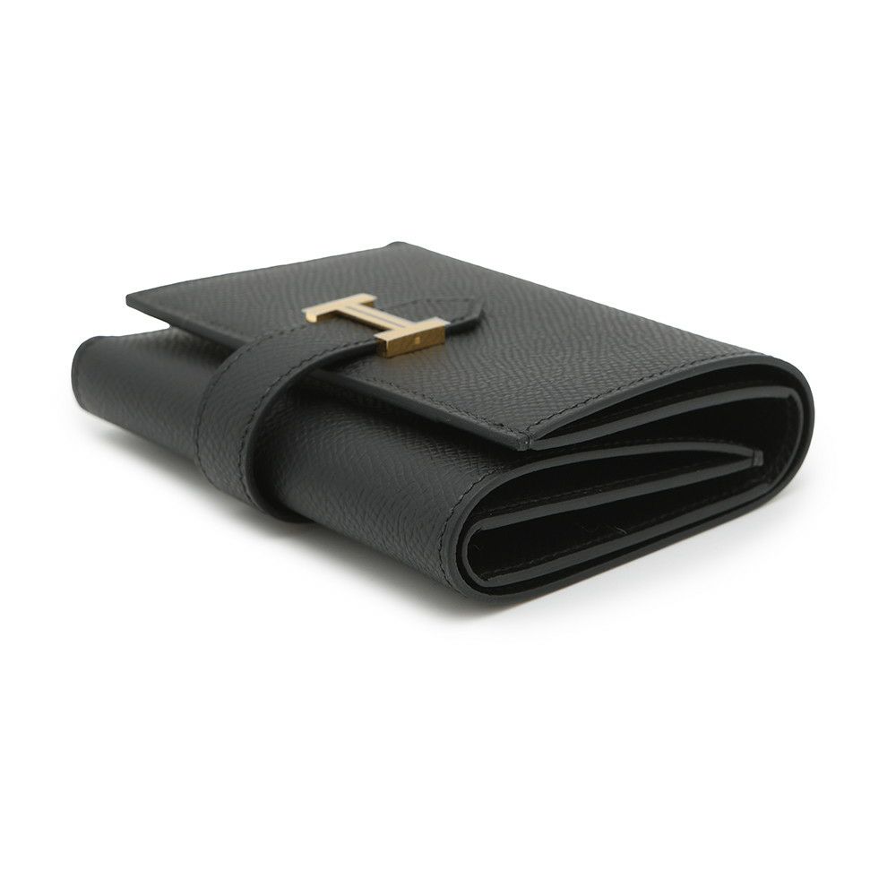 エルメス 三つ折り財布 ベアンコンビネ ブラック/ゴールド金具 エプソン K刻印 HERMES 財布 黒