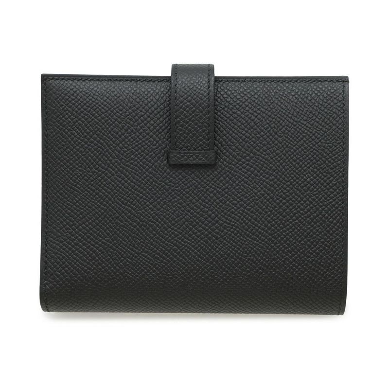 エルメス 二つ折り財布 ベアンコンパクト ブラック/ゴールド金具 エプソン W刻印 黒