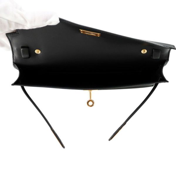 エルメス クラッチバッグ ケリーエラン ブラック/ゴールド金具 エプソン K刻印 2wayショルダー 黒