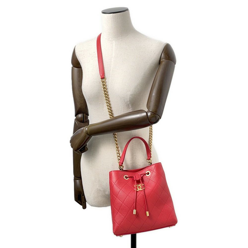 シャネル ハンドバッグ ココマーク マトラッセ ドローストリング キャビアスキン AS0310 CHANEL 2way 巾着