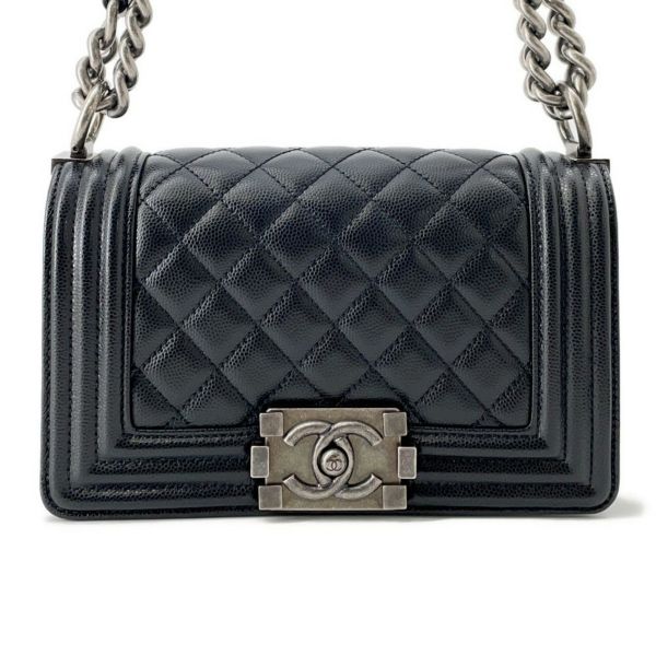 シャネル チェーンショルダーバッグ ボーイシャネル スモール マトラッセ ココマーク キャビアスキン A67085 CHANEL 黒