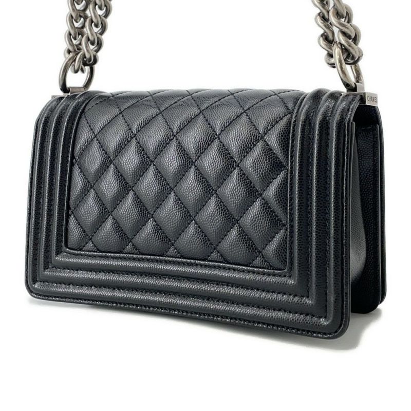 シャネル チェーンショルダーバッグ ボーイシャネル スモール マトラッセ ココマーク キャビアスキン A67085 CHANEL 黒