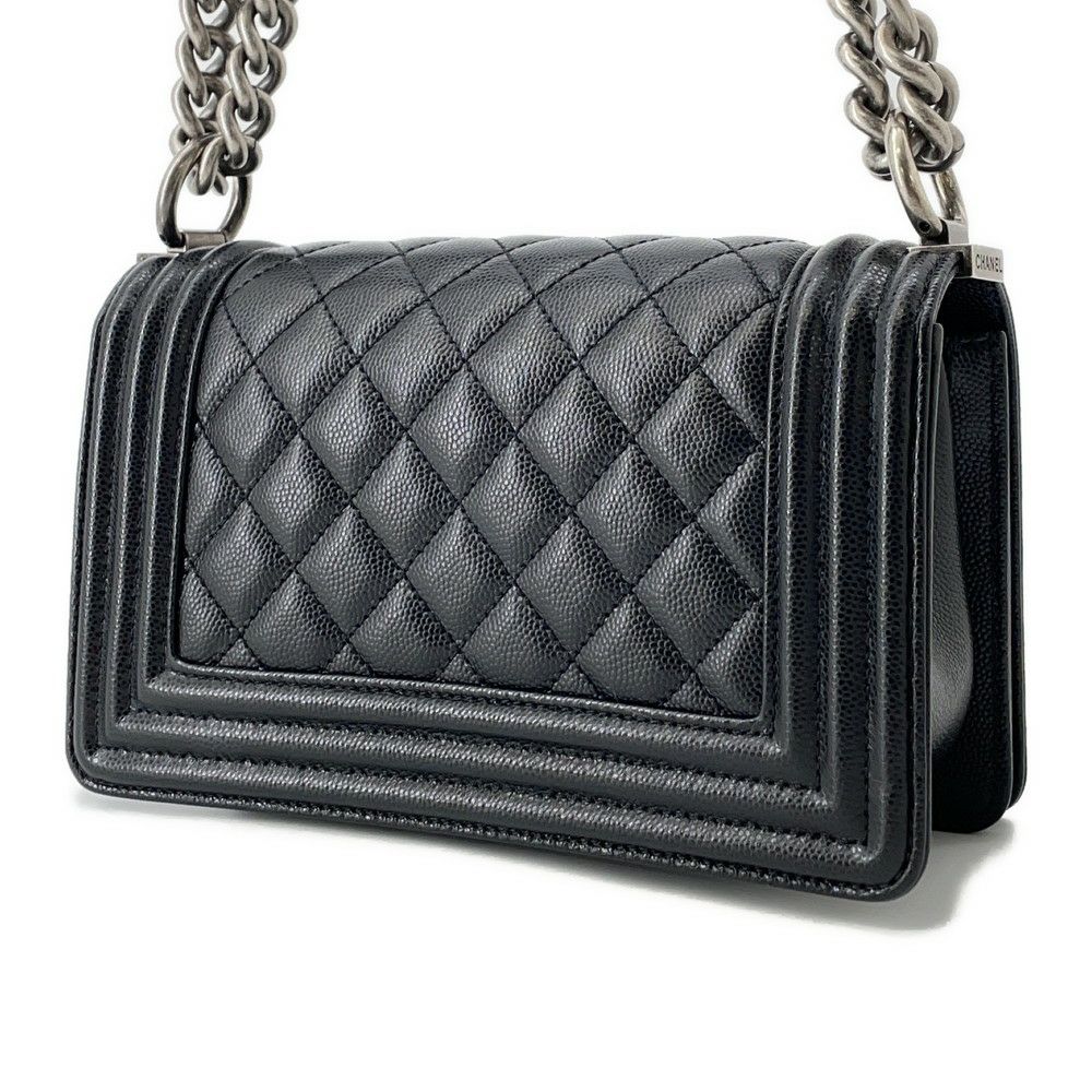シャネル チェーンショルダーバッグ ボーイシャネル スモール マトラッセ ココマーク キャビアスキン A67085 CHANEL 黒