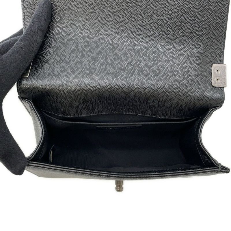 シャネル チェーンショルダーバッグ ボーイシャネル スモール マトラッセ ココマーク キャビアスキン A67085 CHANEL 黒