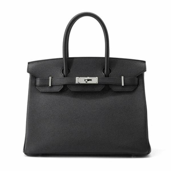 エルメス バーキン30 ブラック/シルバー金具 ヴォーエプソン Y刻印 HERMES Birkin ハンドバッグ 黒