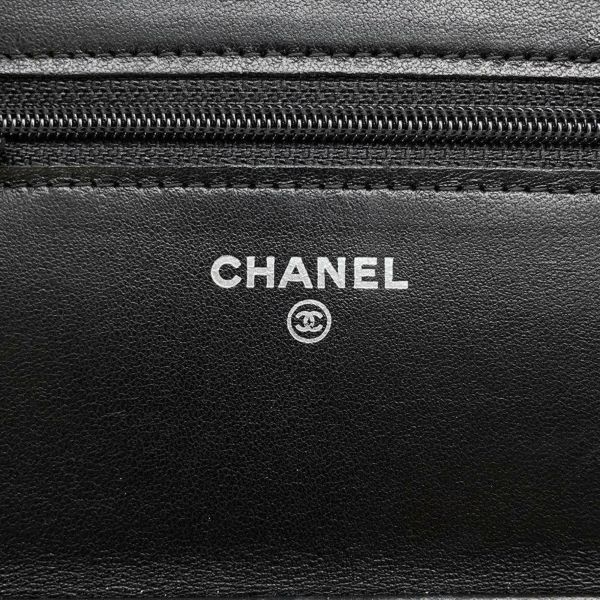 シャネル チェーンウォレット ココマーク カメリア ラムスキン A47421 CHANEL 財布 チェーンバッグ 黒