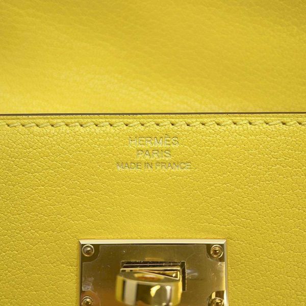 エルメス 長財布 ケリーポケット ロング ジョーヌナプル/ピンクゴールド金具 シェブルミゾル W刻印