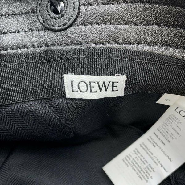 ロエベ ハット モノグラム レザー サイズ57 K000HB1X01 LOEWE バケットハット 黒