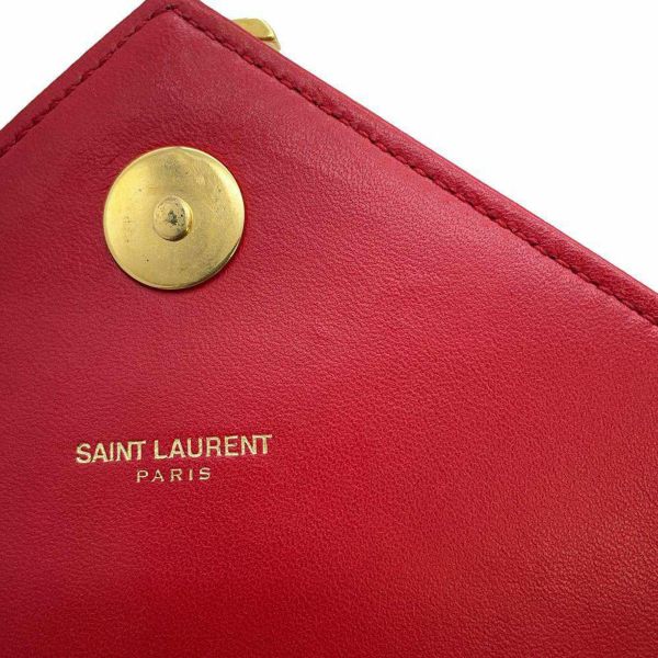 サンローランパリ チェーンショルダーバッグ Vステッチ ラムスキン SAINT LAURENT PARIS 赤