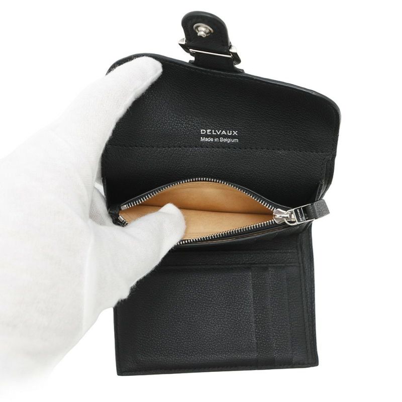 デルボー 三つ折り財布 ブリヨン レザー AB0493 Delvaux 財布 黒