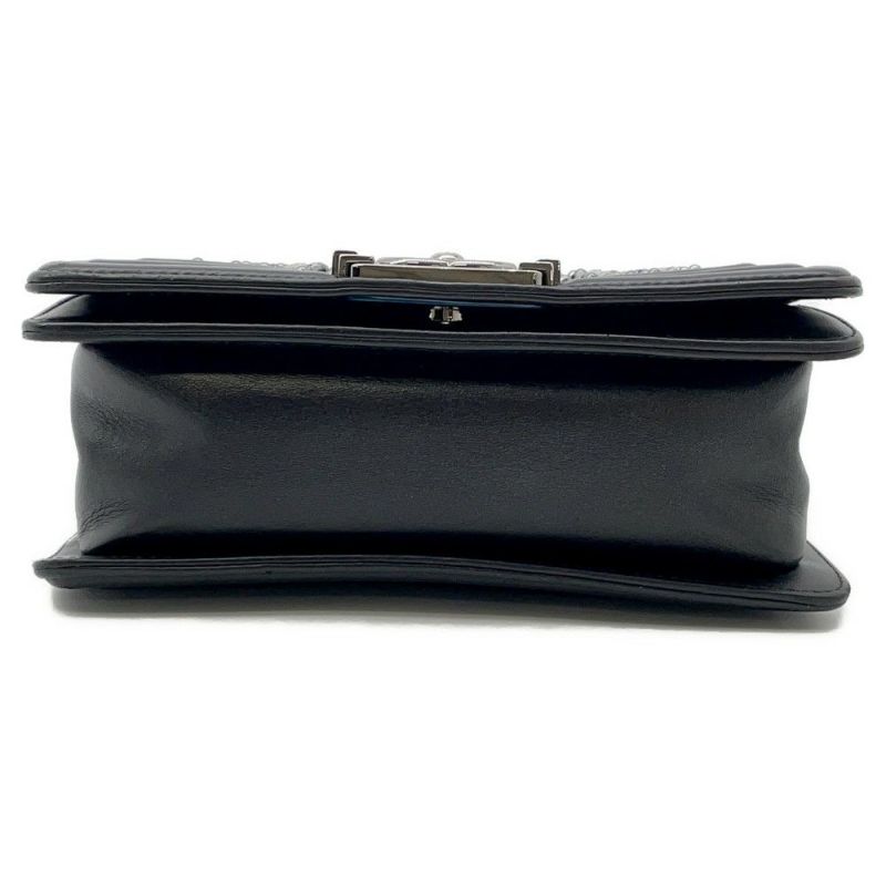 シャネル チェーンショルダーバッグ ボーイシャネル スモール ココマーク ビジュー ラムスキン A67085 CHANEL 黒