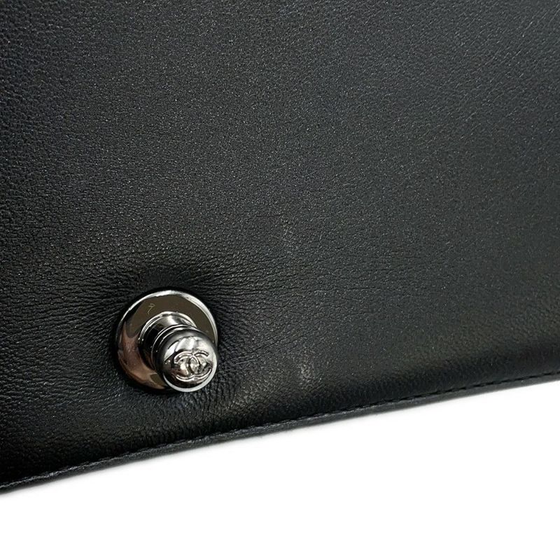 シャネル チェーンショルダーバッグ ボーイシャネル スモール ココマーク ビジュー ラムスキン A67085 CHANEL 黒