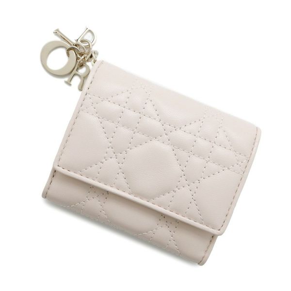 クリスチャン・ディオール 三つ折り財布 レディディオール ロータスウォレット カナージュ S0181ONIW バイカラー 日本限定