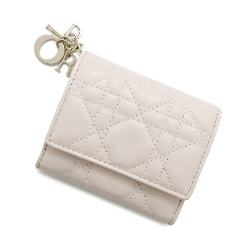 クリスチャン・ディオール 三つ折り財布 レディディオール ロータスウォレット カナージュ S0181ONIW バイカラー 日本限定