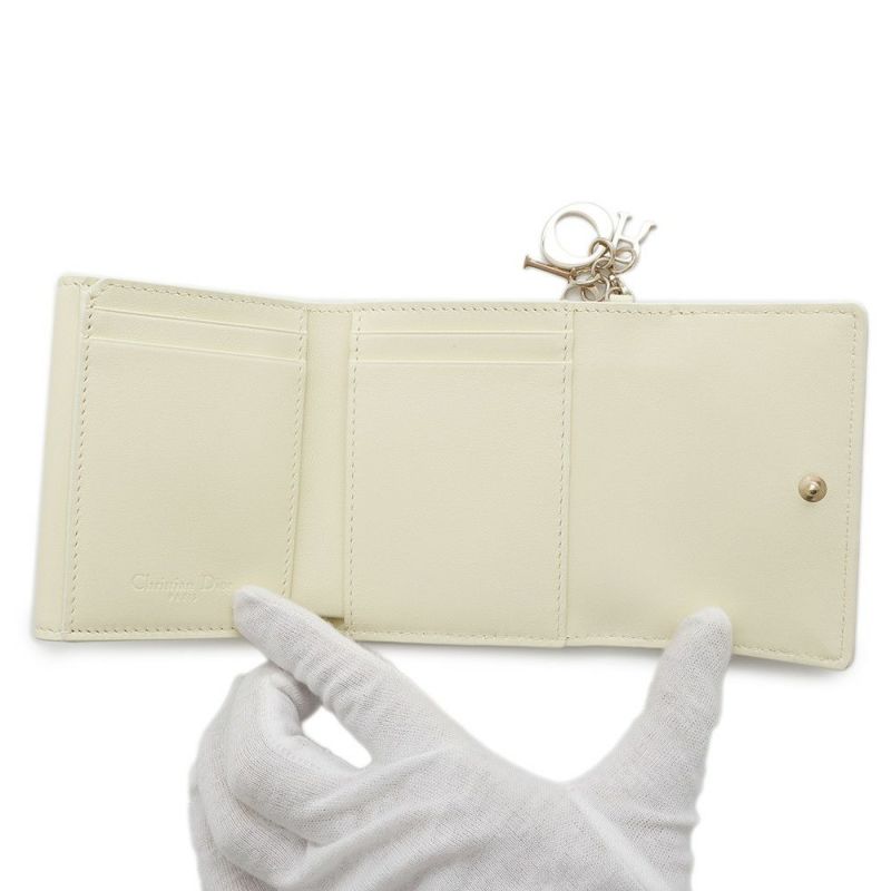 クリスチャン・ディオール 三つ折り財布 レディディオール ロータスウォレット カナージュ S0181ONIW バイカラー 日本限定