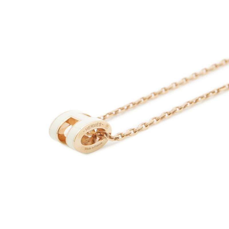 エルメス ネックレス ミニ・ポップアッシュ ホワイト/ピンクゴールド金具 HERMES アクセサリー 白